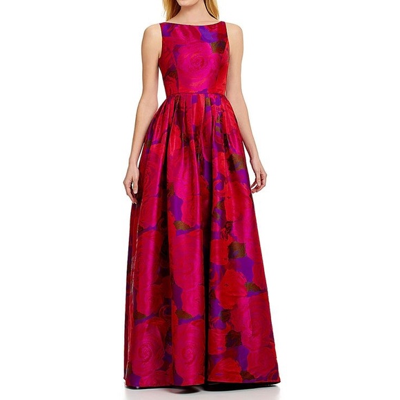 Adrianna Papell Dresses & Skirts - Adrianna Papell Fuchsia and Purple Floral Maxi Gown Sz 6P petite 6